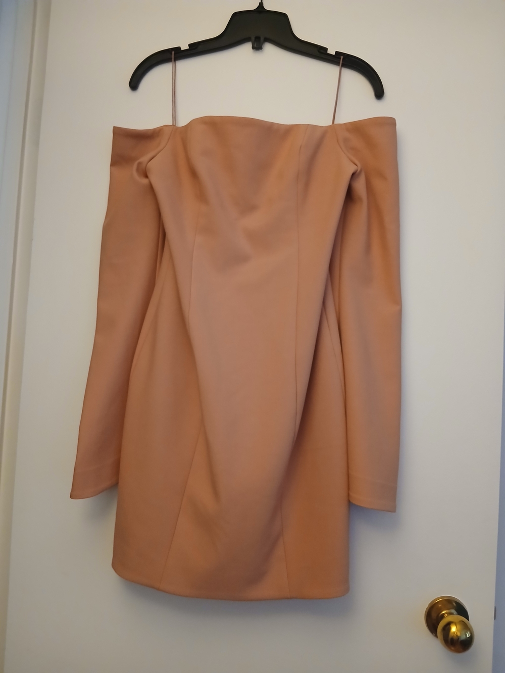 Cing a Sept Off-Shoulder Long Sleeve Mini Dress in Blush